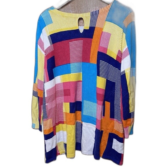 JOSEPH A Tunic Sweater Geometric Colorblock Lightweight Artsy Colorful Womens L - Picture 4 of 10